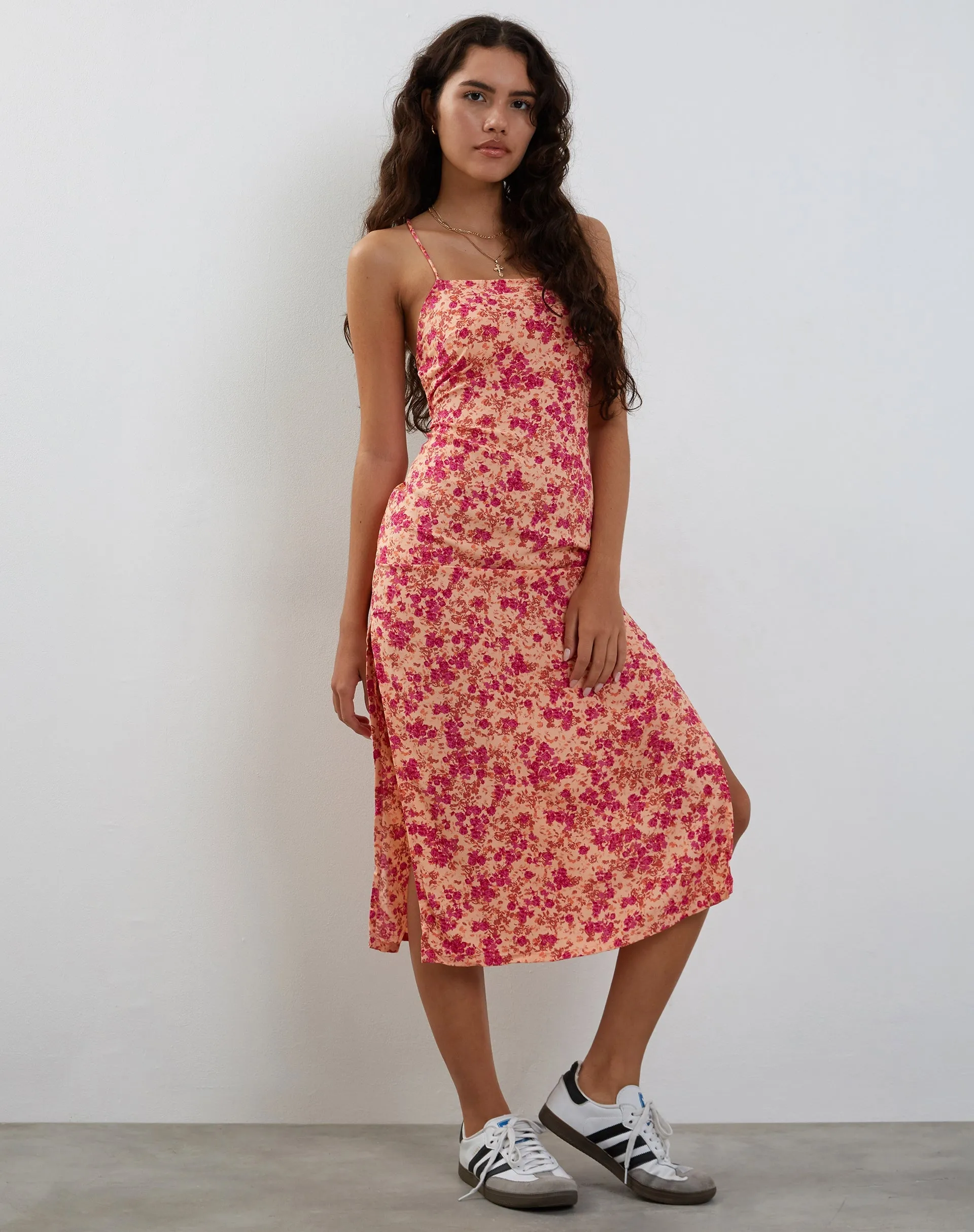 Nosita Midi Dress in Wild Dark Flower Cantaloupe sold by Motel Rocks product image thumbnail 4
