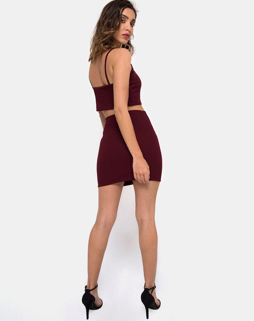 Bliss Crop Top in Burgundy sold by Motel Rocks product image thumbnail 4