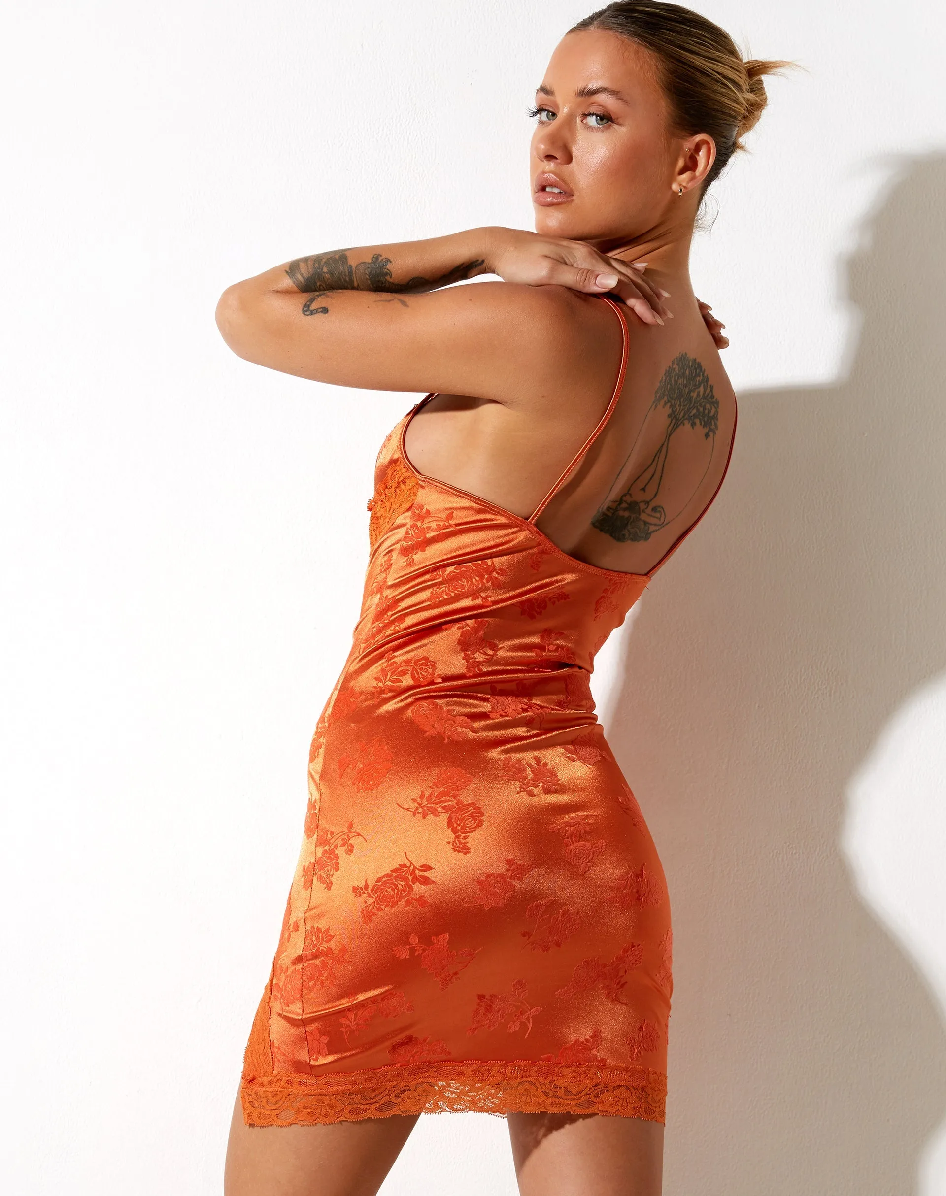 Coti Bodycon Dress in Rose Flock Tangerine sold by Motel Rocks product image thumbnail 2