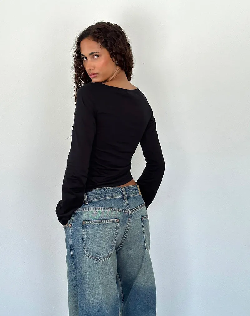 Lunica Long Sleeve Top in Tissue Jersey Black sold by Motel Rocks product image thumbnail 2