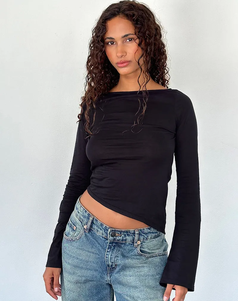 Lunica Long Sleeve Top in Tissue Jersey Black sold by Motel Rocks product image thumbnail 3