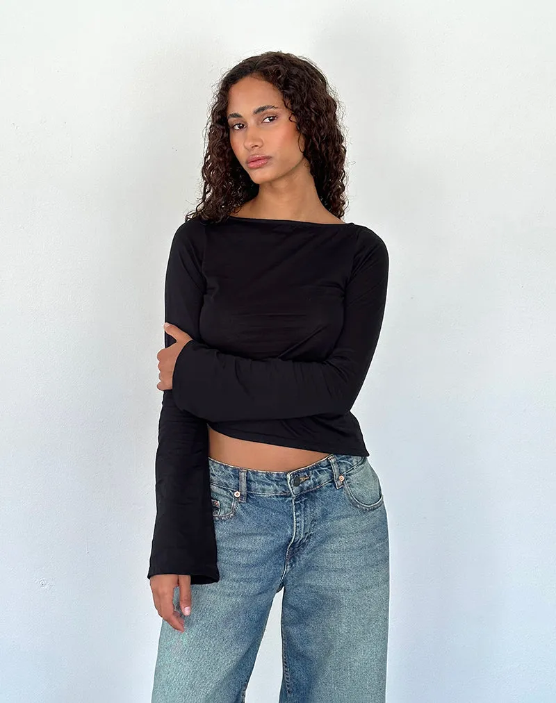 Lunica Long Sleeve Top in Tissue Jersey Black sold by Motel Rocks product image thumbnail 5
