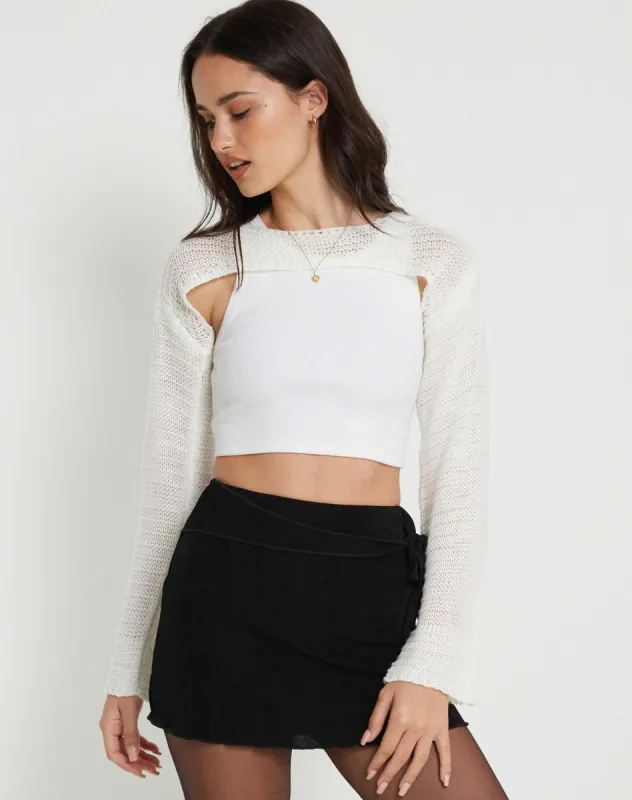 Hantaro Bolero Top in Ivory sold by Motel Rocks