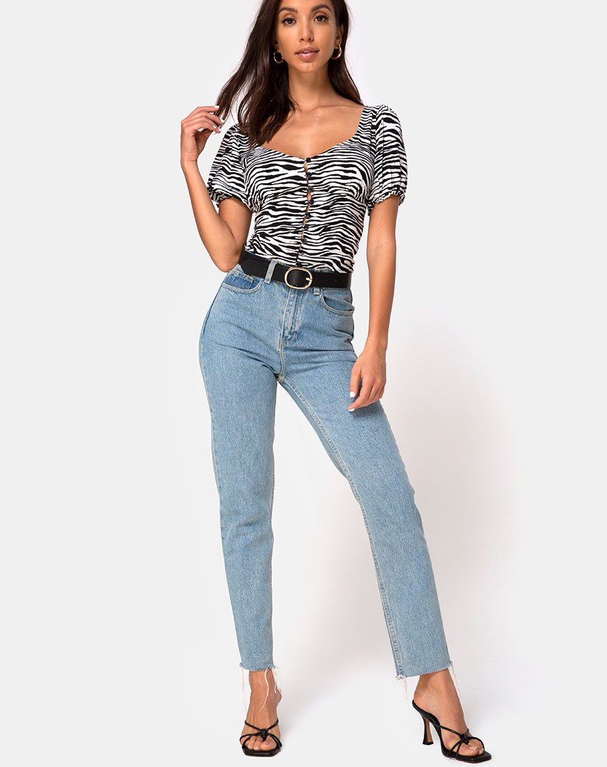 Monda Crop Top in Classic Zebra sold by Motel Rocks product image thumbnail 3