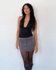 Cosimo Plunge Halterneck Top in Black Slinky sold by Motel Rocks