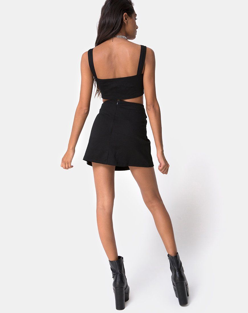 Drue Crop Top in Black with Diamante Ring sold by Motel Rocks product image thumbnail 4