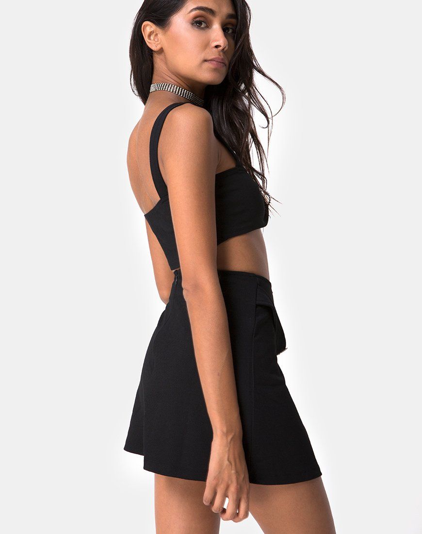 Drue Crop Top in Black with Diamante Ring sold by Motel Rocks product image thumbnail 2