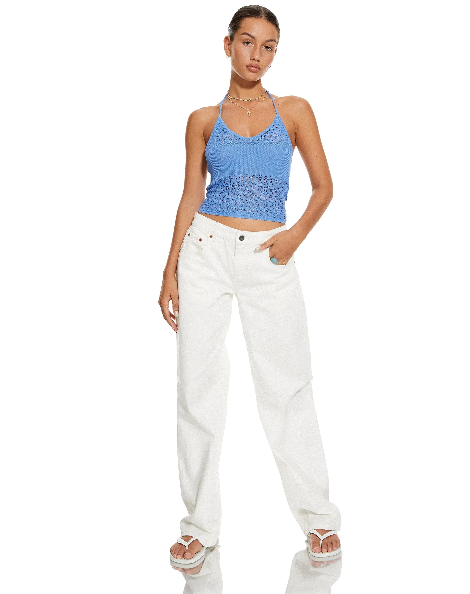 MOTEL X BARBARA Roe Crop Top in Blue sold by Motel Rocks product image thumbnail 5