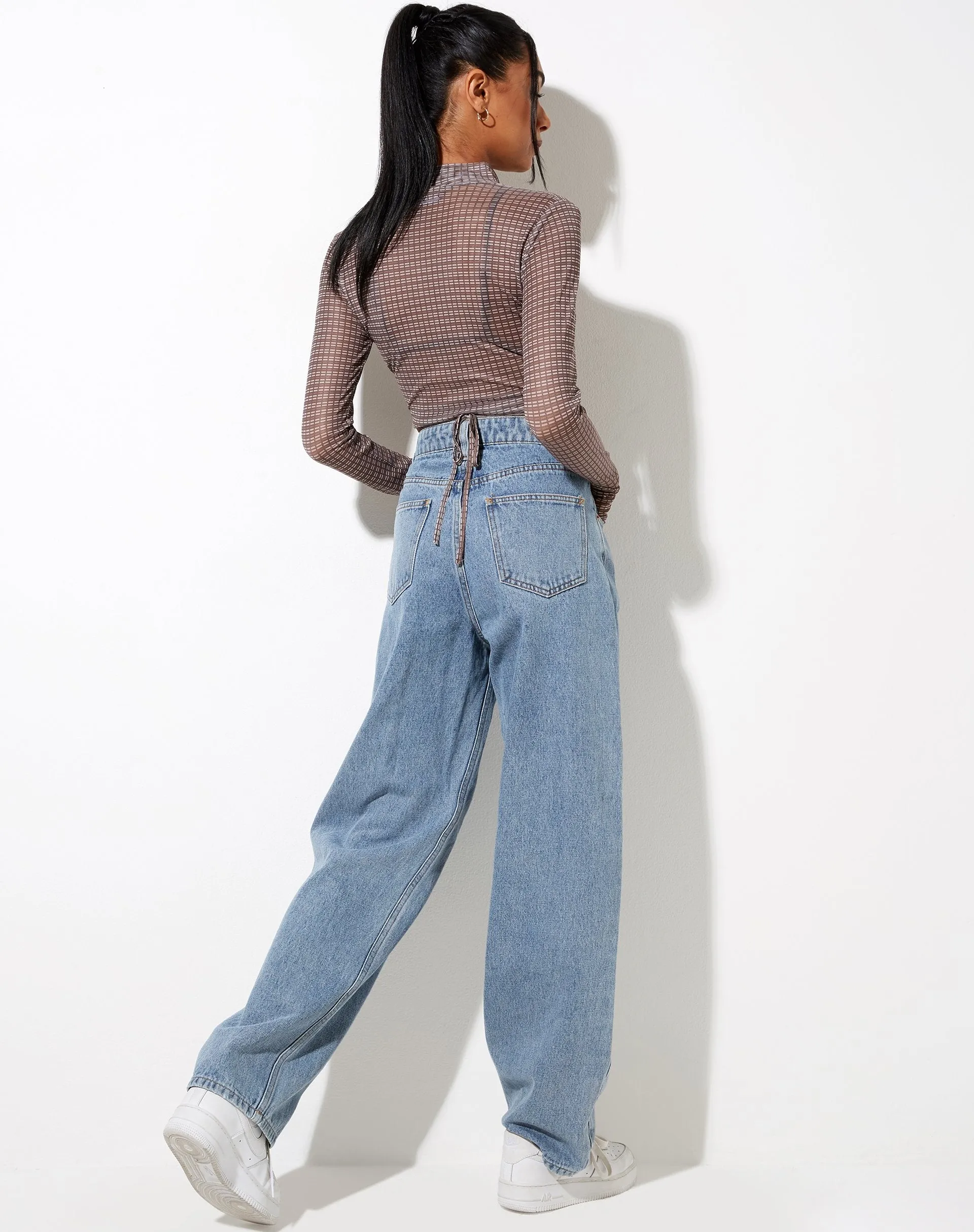 Sahila Crop Top in Mini Check Chocolate sold by Motel Rocks product image thumbnail 4