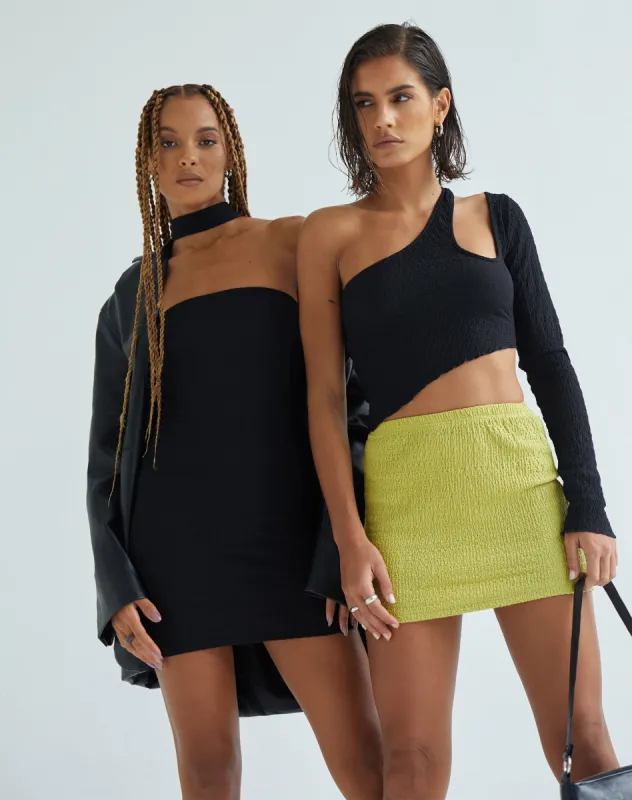 Guida Mini Skirt in Bubble Olive Oil sold by Motel Rocks