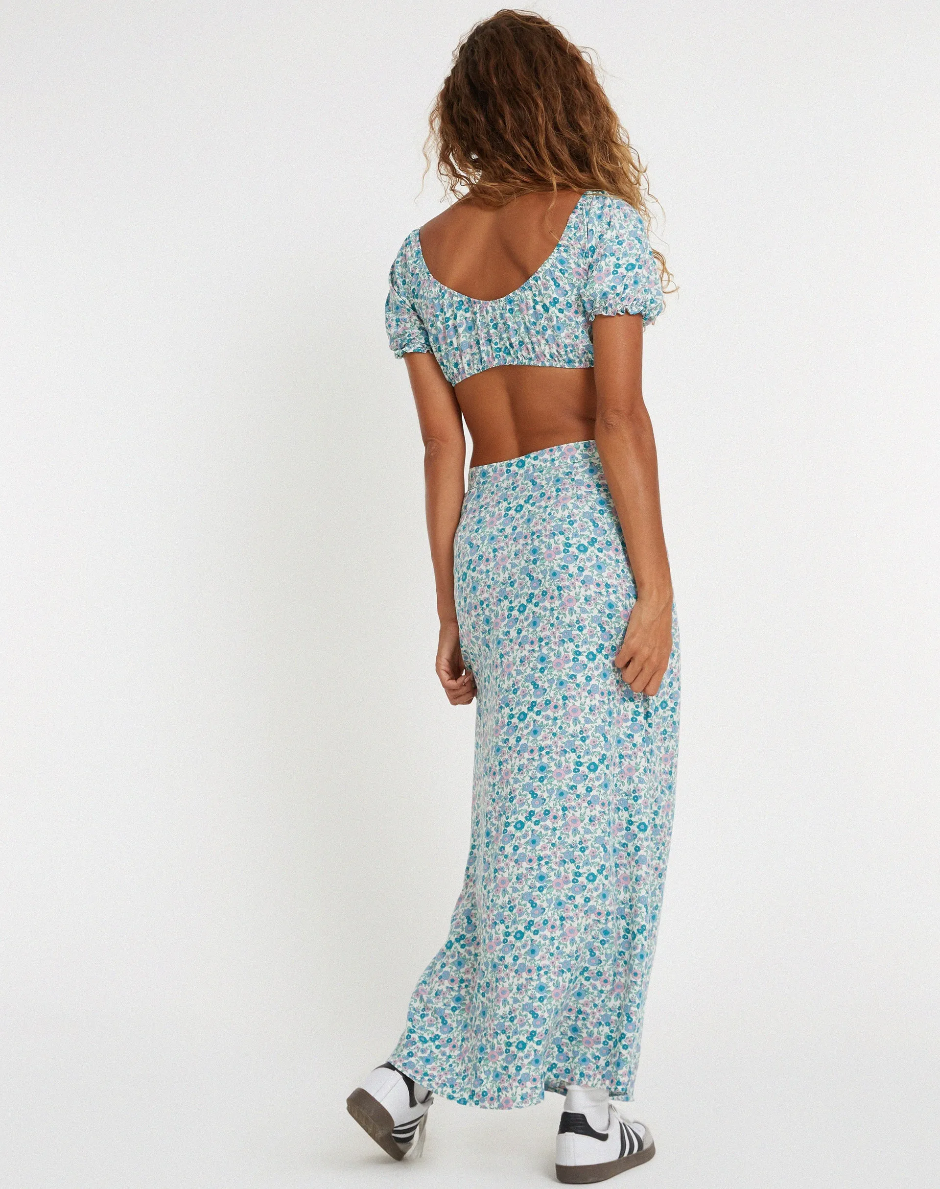 Rima Midi Skirt in Flower Power Blue sold by Motel Rocks product image thumbnail 2