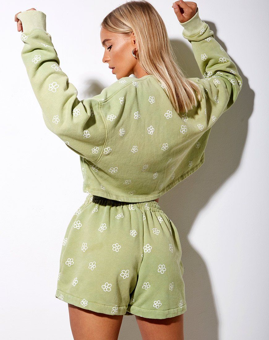 Fawly Crop Top in Small Graffiti Flower Sage sold by Motel Rocks product image thumbnail 5