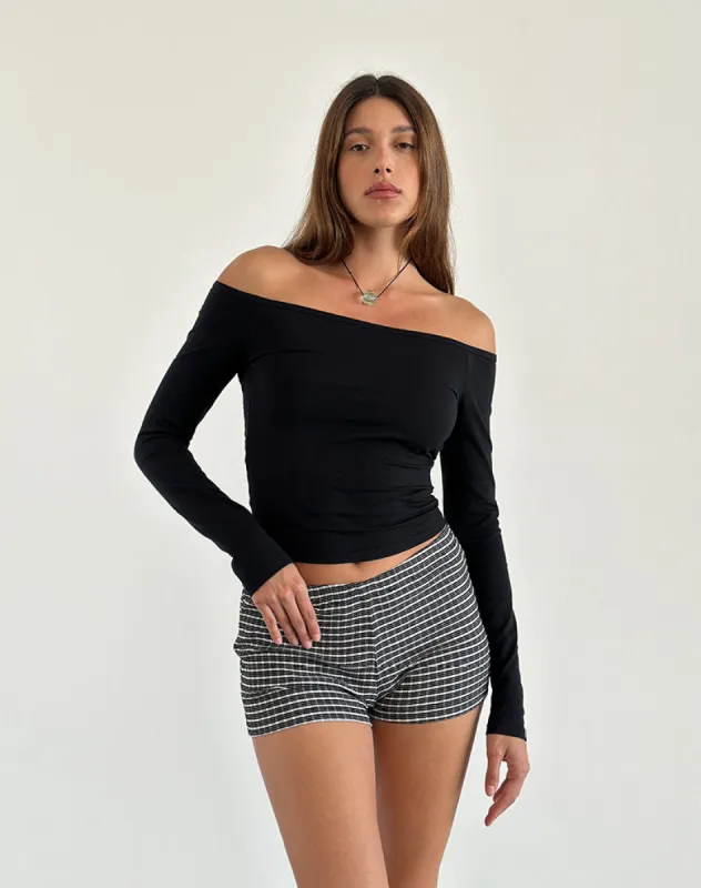 Gelbiya Long Sleeve Open Back Top in Black made by Motel Rocks
