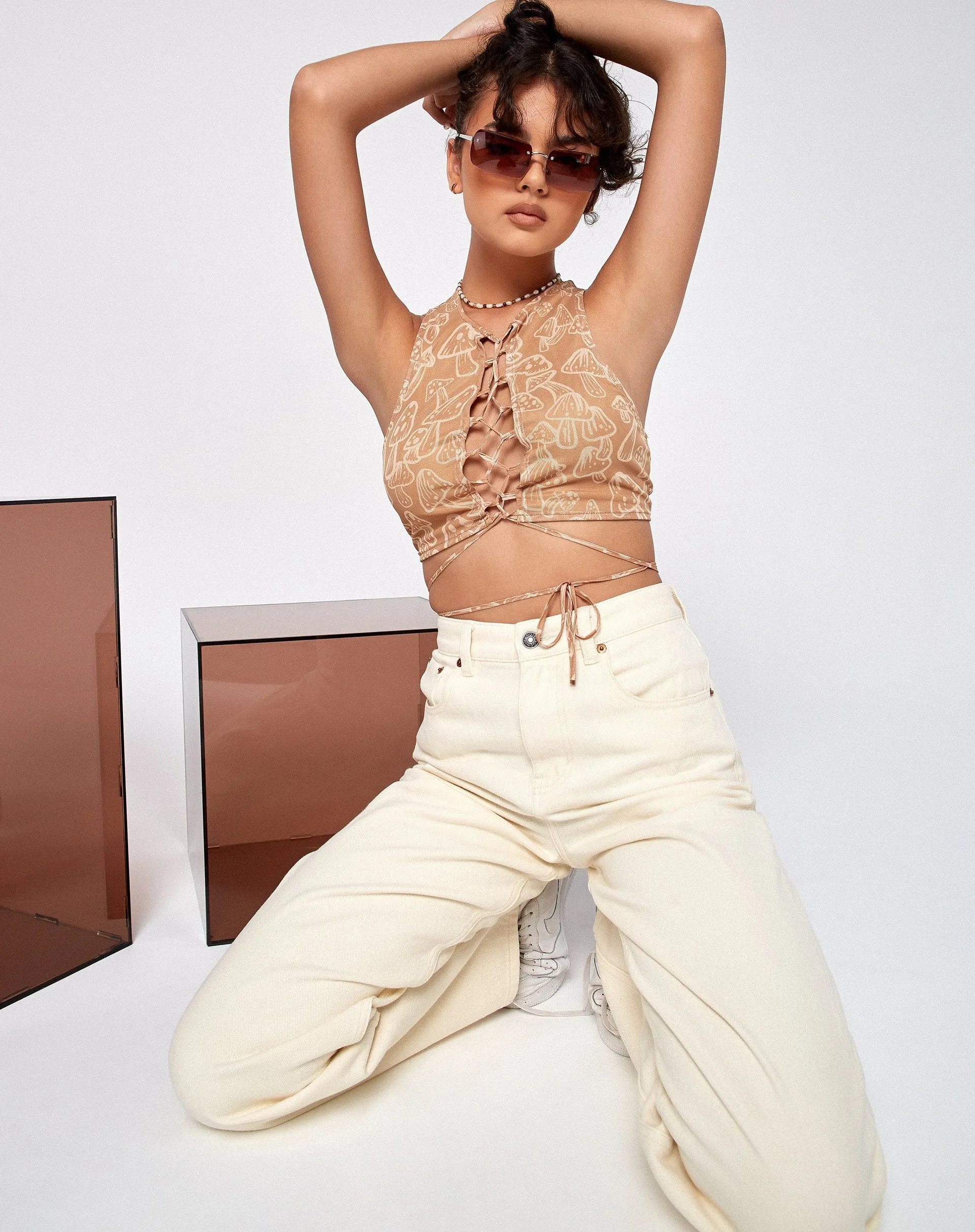 Bima Crop Top in Tan Mushroom sold by Motel Rocks product image thumbnail 4