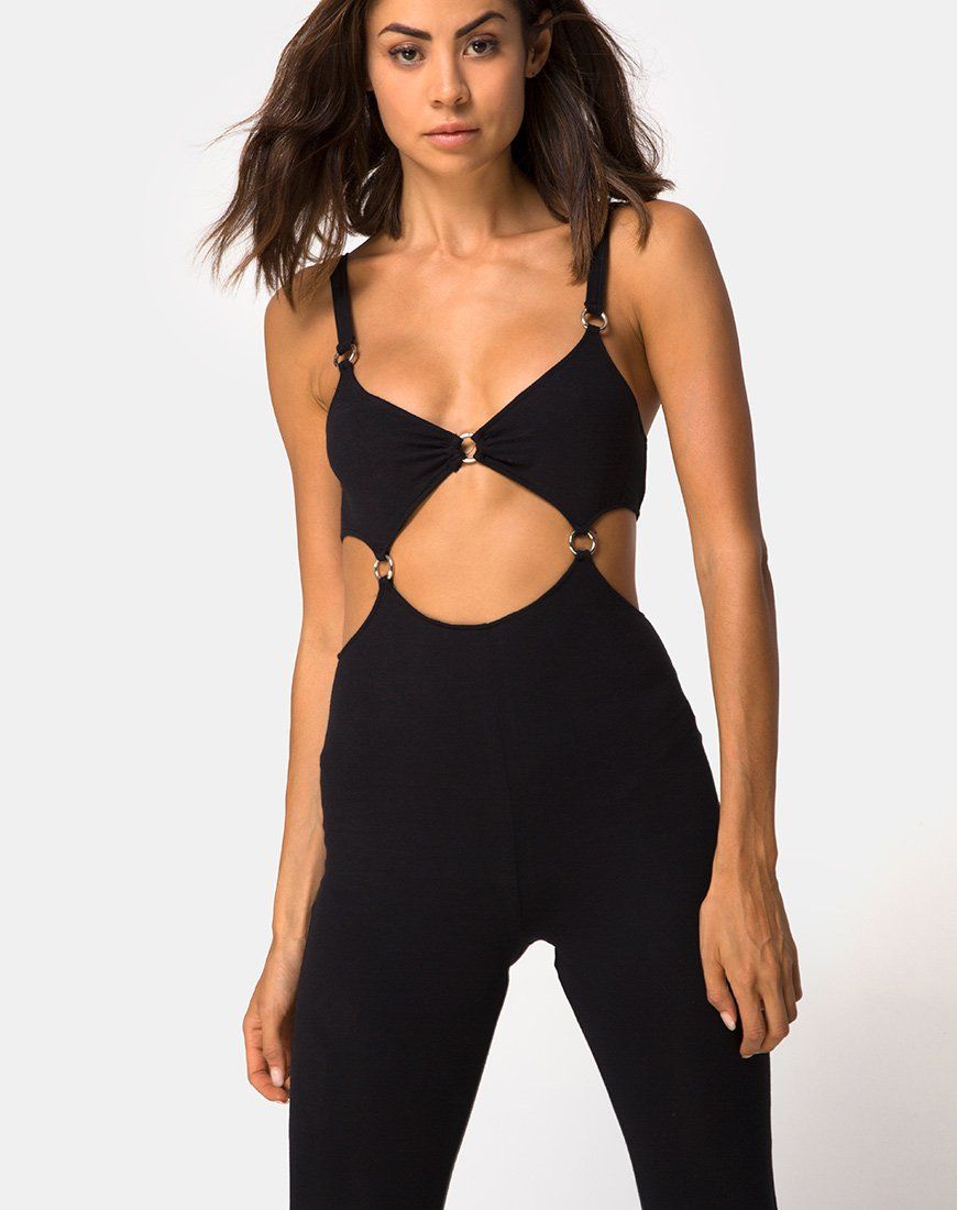 Jasola Cutout Unitard in Black sold by Motel Rocks product image thumbnail 3