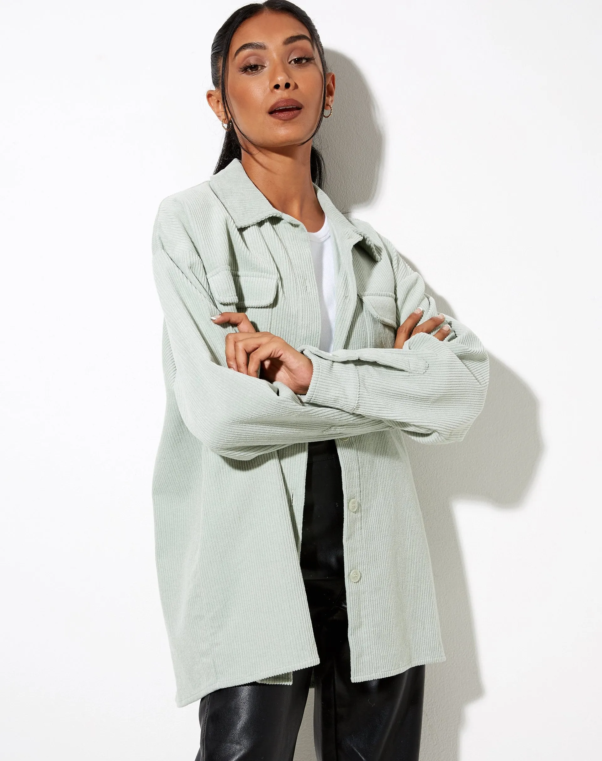 Marcy Shirt in Corduroy Washed Blue sold by Motel Rocks product image thumbnail 3