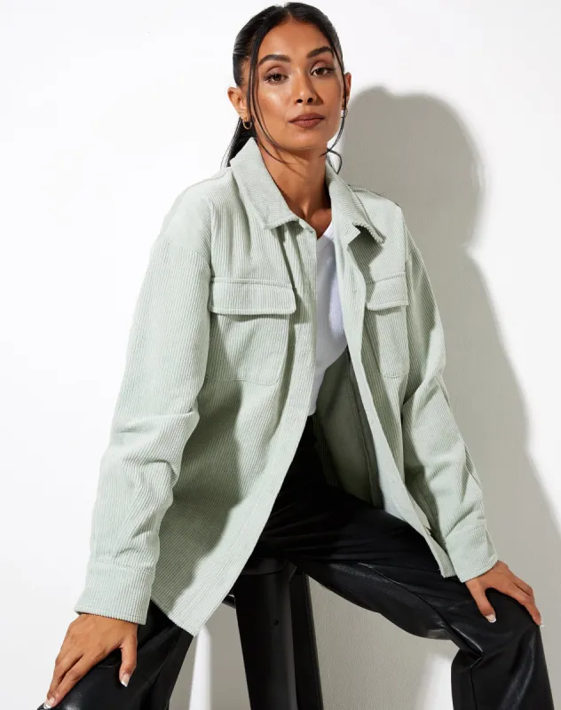 Marcy Shirt in Corduroy Washed Blue sold by Motel Rocks