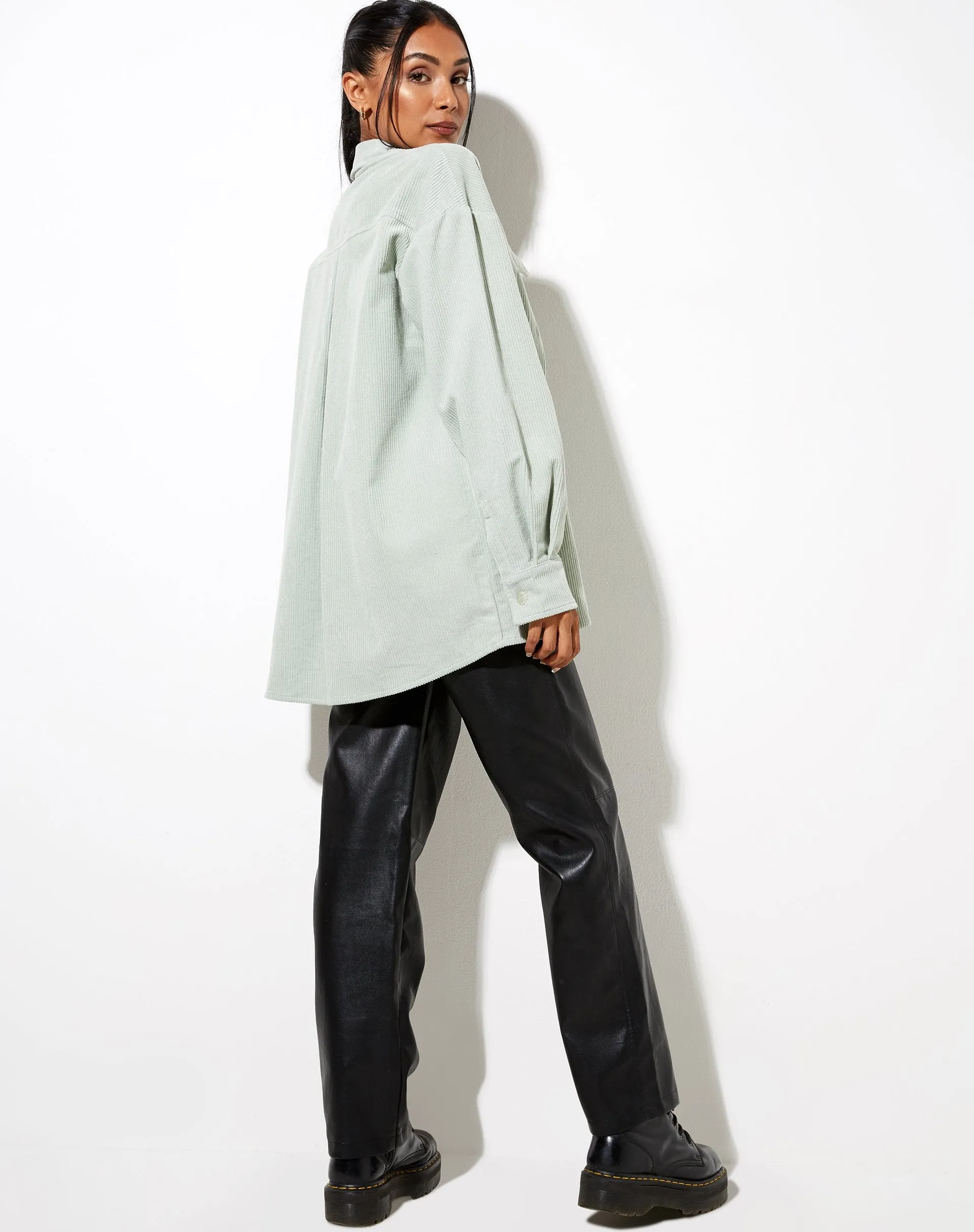 Marcy Shirt in Corduroy Washed Blue sold by Motel Rocks product image thumbnail 2