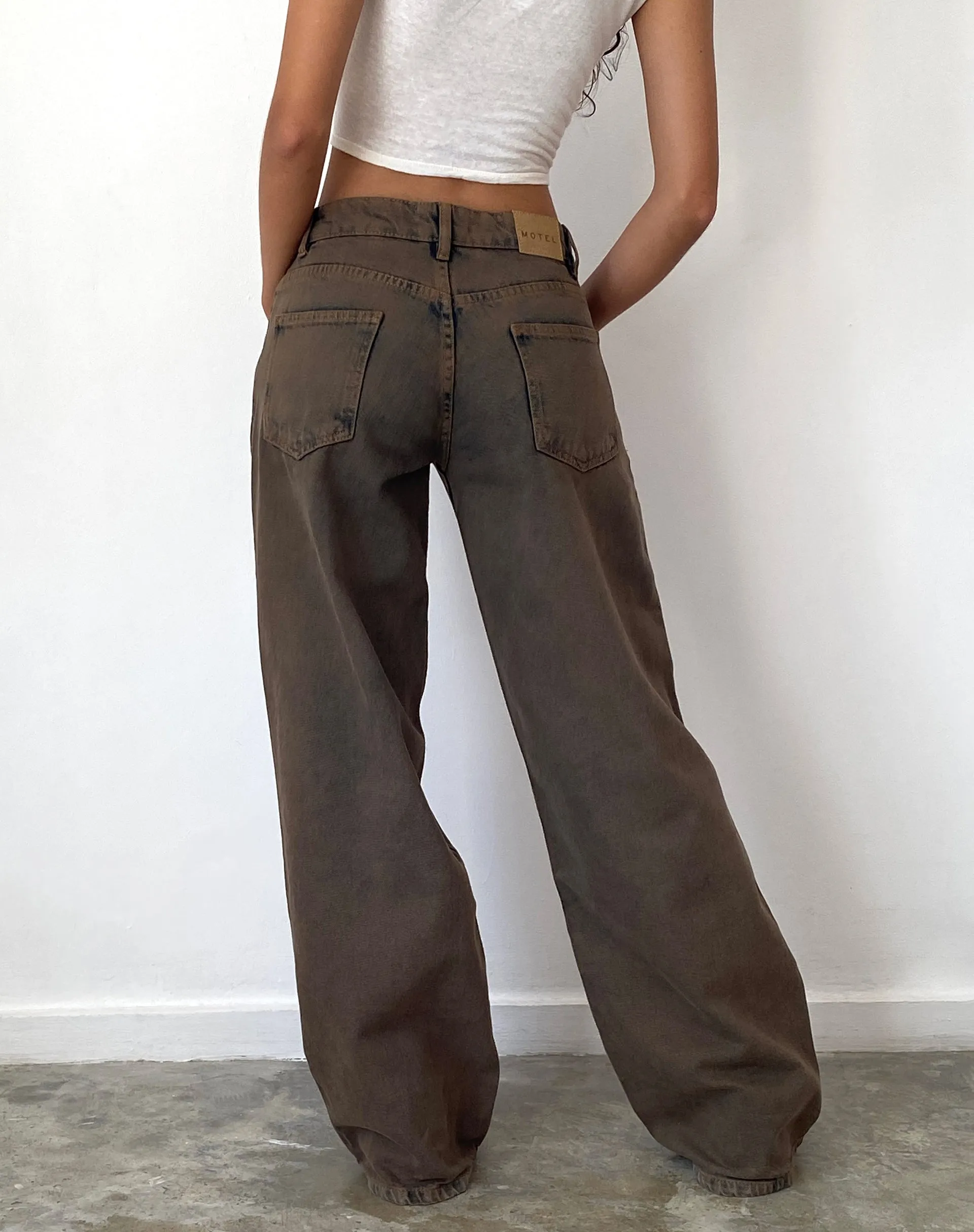 Roomy Extra Wide Low Rise Jeans in Dark Sand sold by Motel Rocks product image thumbnail 5