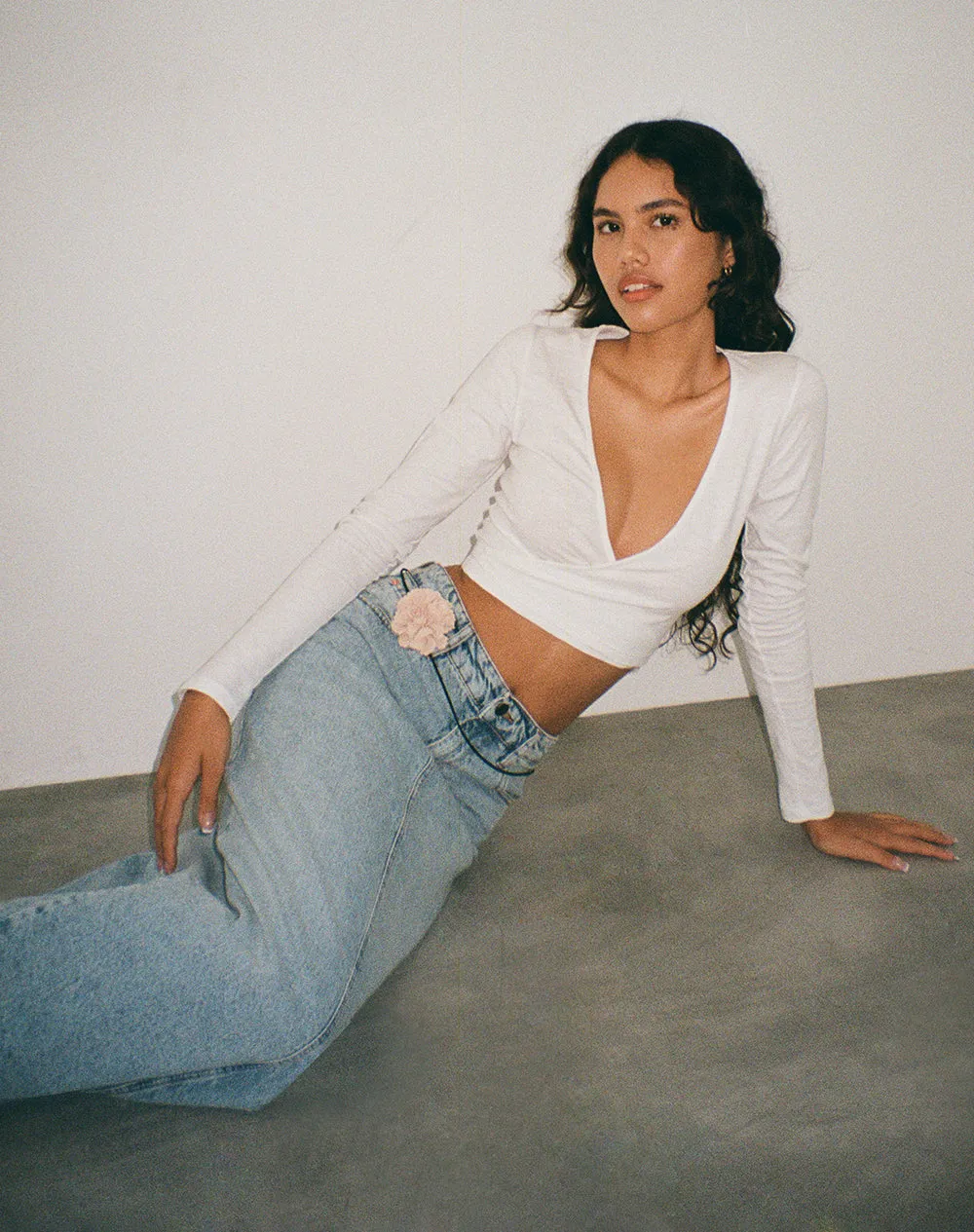 Ballet Wrap Top in White Jersey sold by Motel Rocks product image thumbnail 2