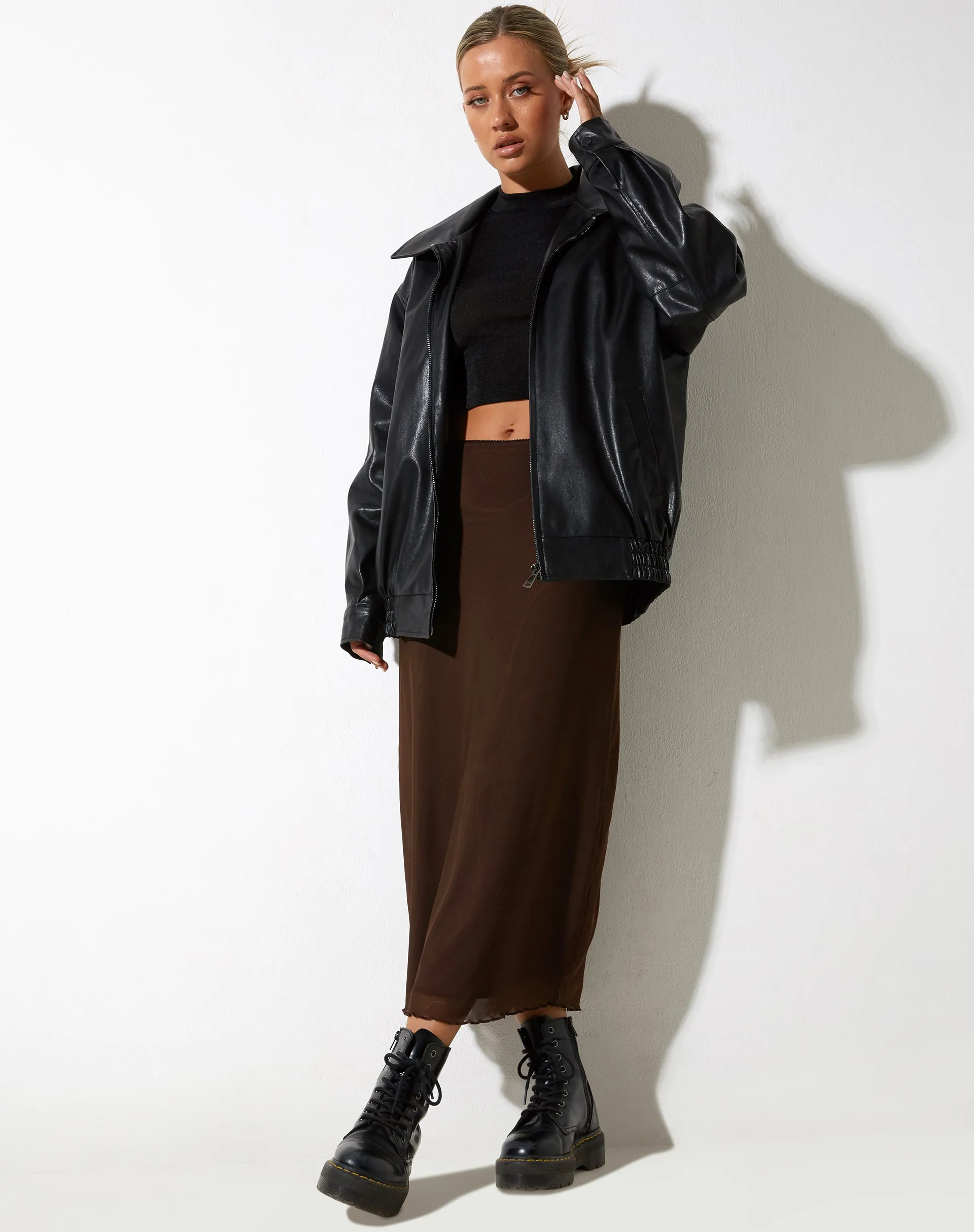 Lassie Midi Skirt in Mesh Brown sold by Motel Rocks product image thumbnail 3