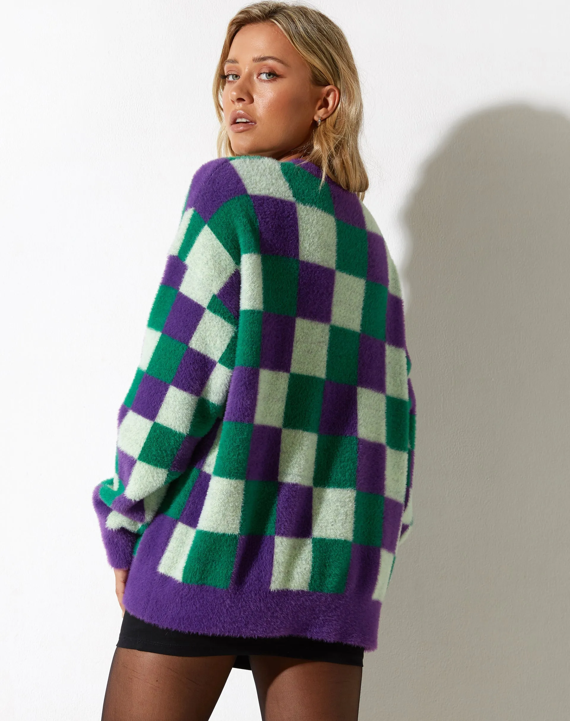 Namari Jumper in Check Green Purple sold by Motel Rocks product image thumbnail 2
