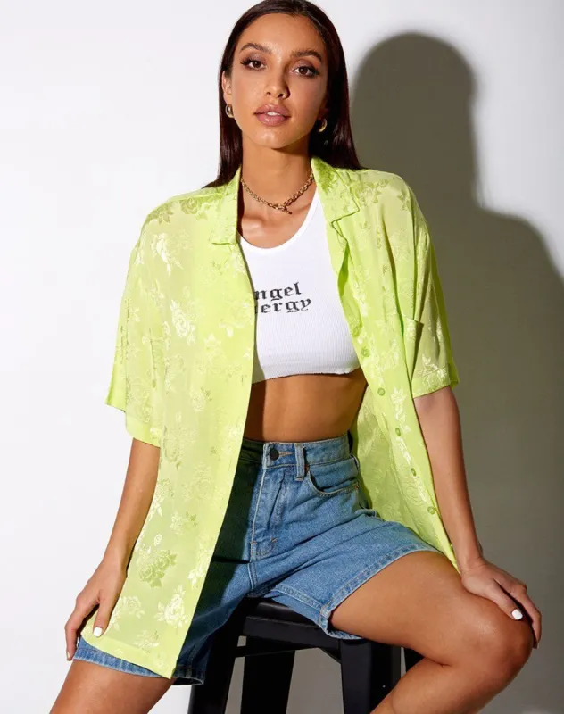 Taelsa Shirt in Satin Rose Lime sold by Motel Rocks