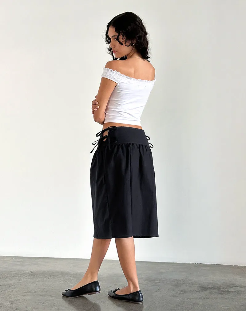 Sasay Midi Skirt in Black Linen Rami sold by Motel Rocks product image thumbnail 4