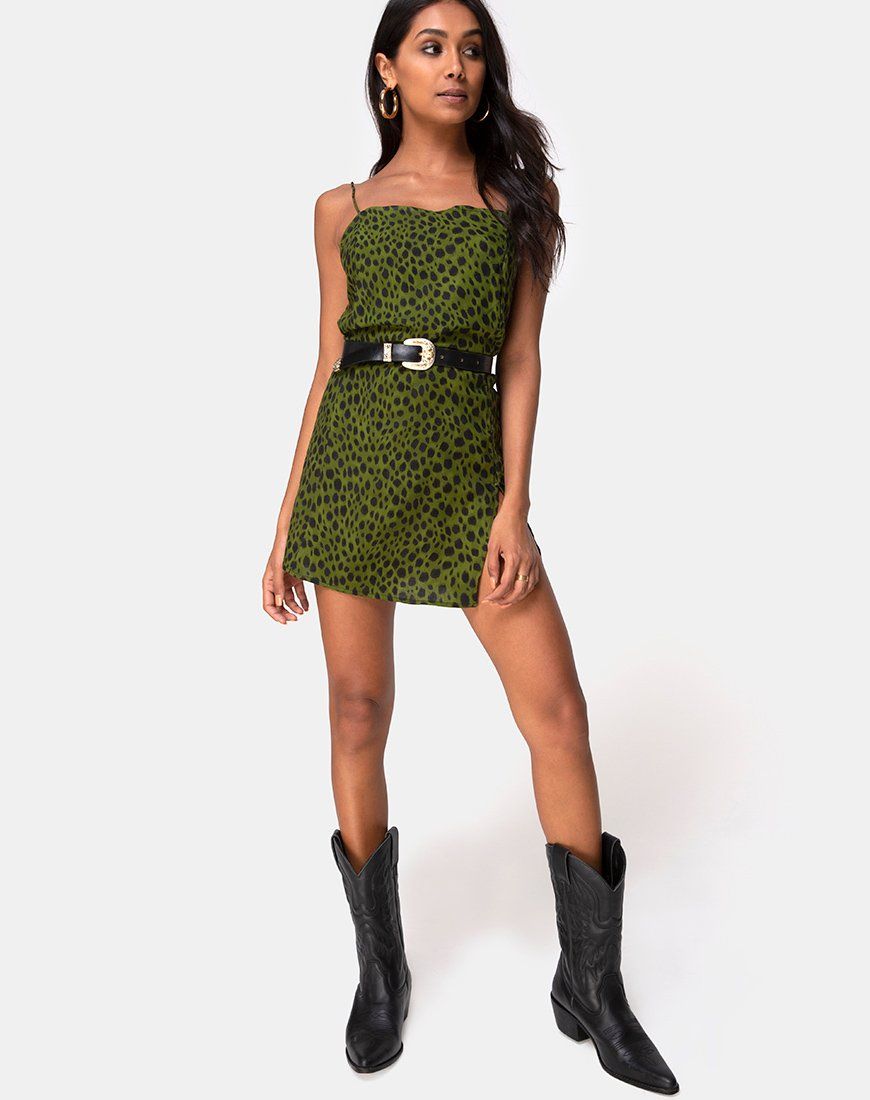 Datista Slip Dress in Cheetah Khaki sold by Motel Rocks product image thumbnail 3