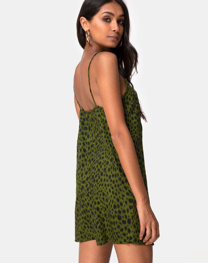Datista Slip Dress in Cheetah Khaki sold by Motel Rocks product image thumbnail 2