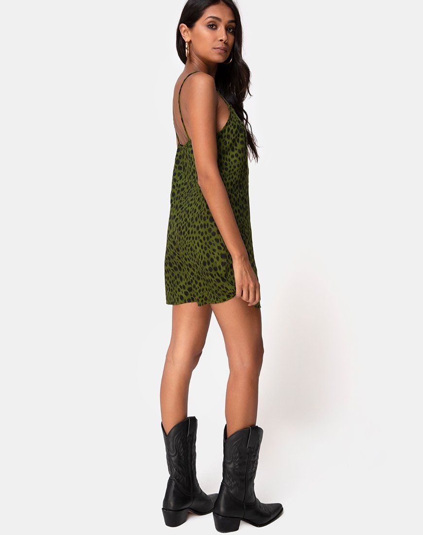 Datista Slip Dress in Cheetah Khaki sold by Motel Rocks product image thumbnail 4