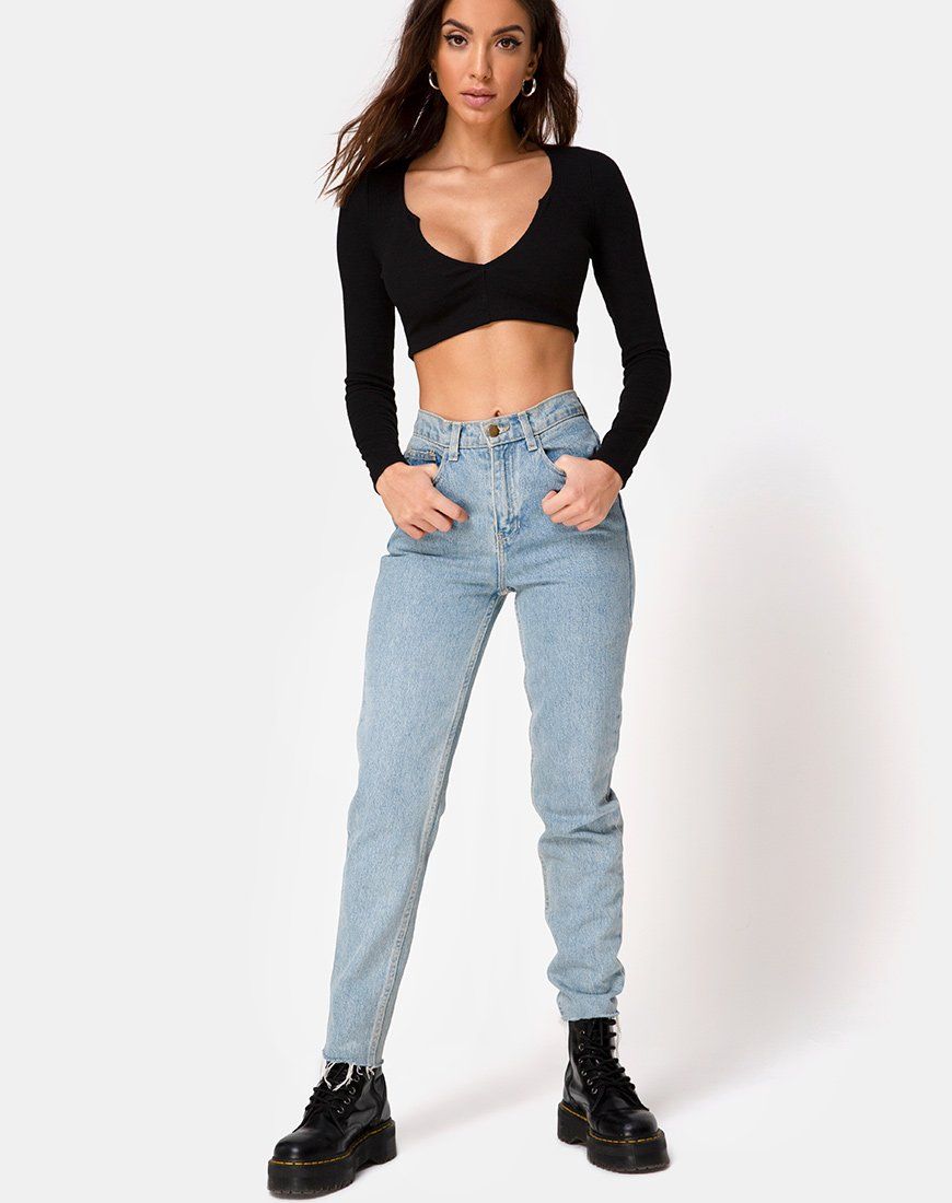 Guan Crop Top in Rib Black sold by Motel Rocks product image thumbnail 3