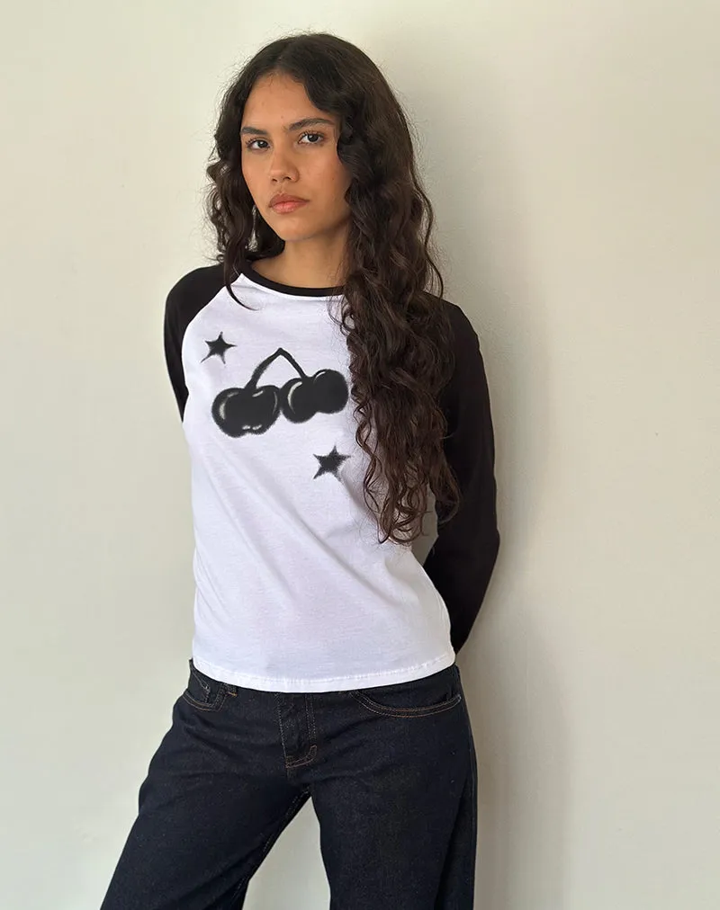 Kyiato Top in White and Black Cherry Print sold by Motel Rocks product image thumbnail 3
