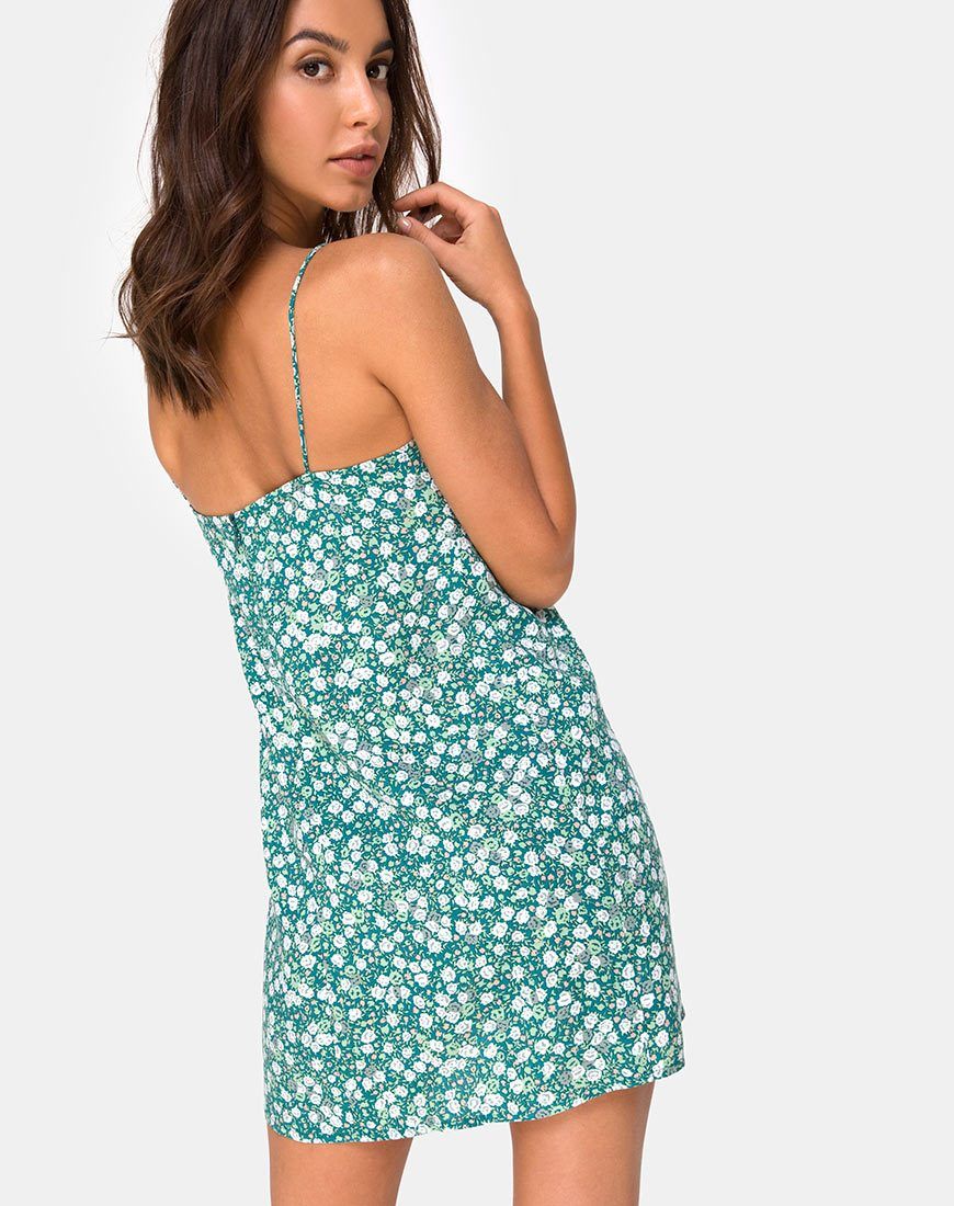 Kumala Slip Dress in Floral Field Green sold by Motel Rocks product image thumbnail 3