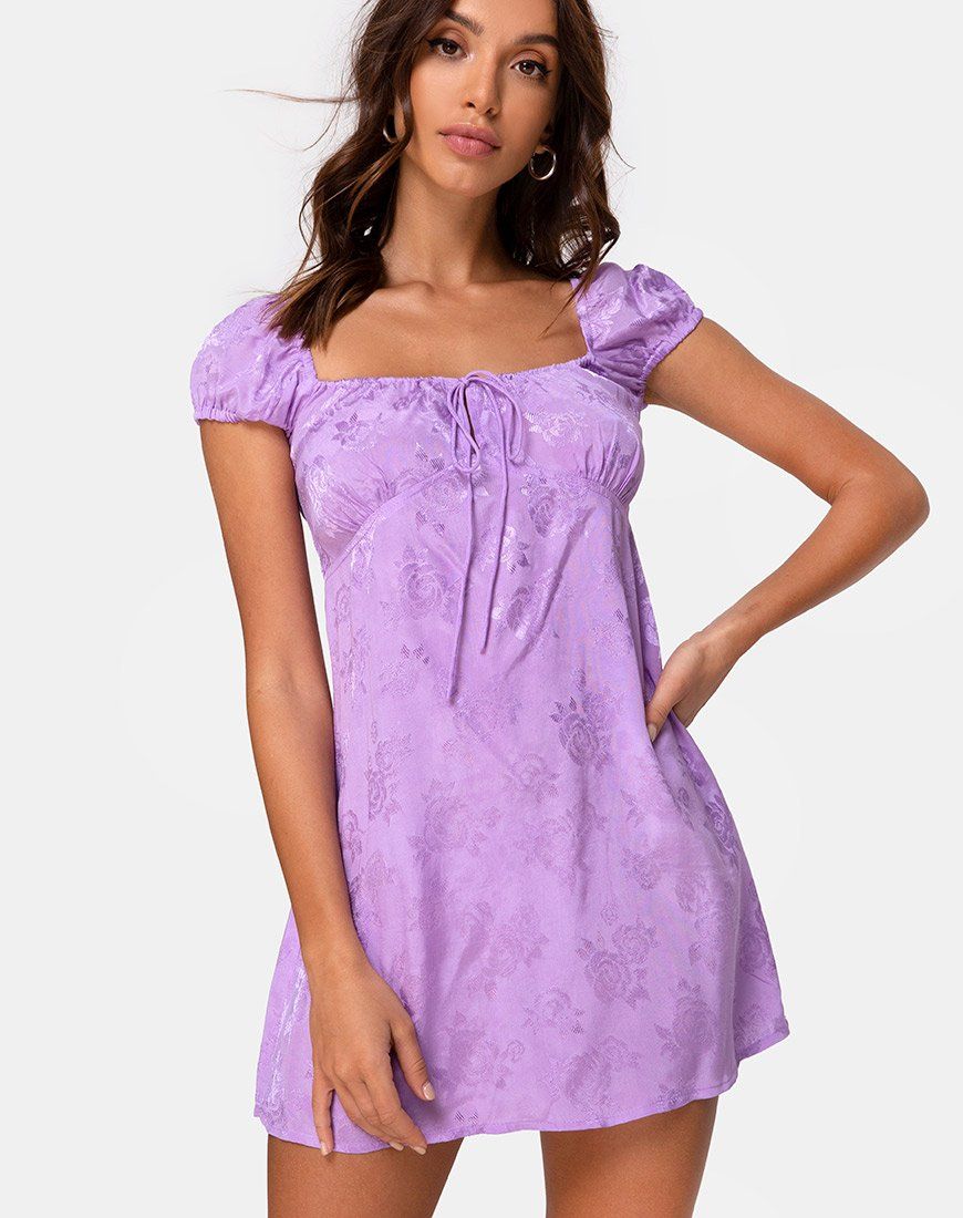 Gaval Mini Dress in Satin Rose Lilac sold by Motel Rocks product image thumbnail 3