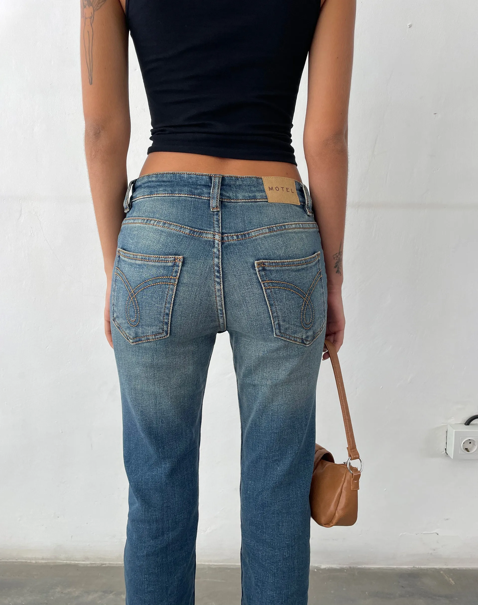 Low Rise Bootleg Jeans in Mid Vintage Blue sold by Motel Rocks product image thumbnail 4