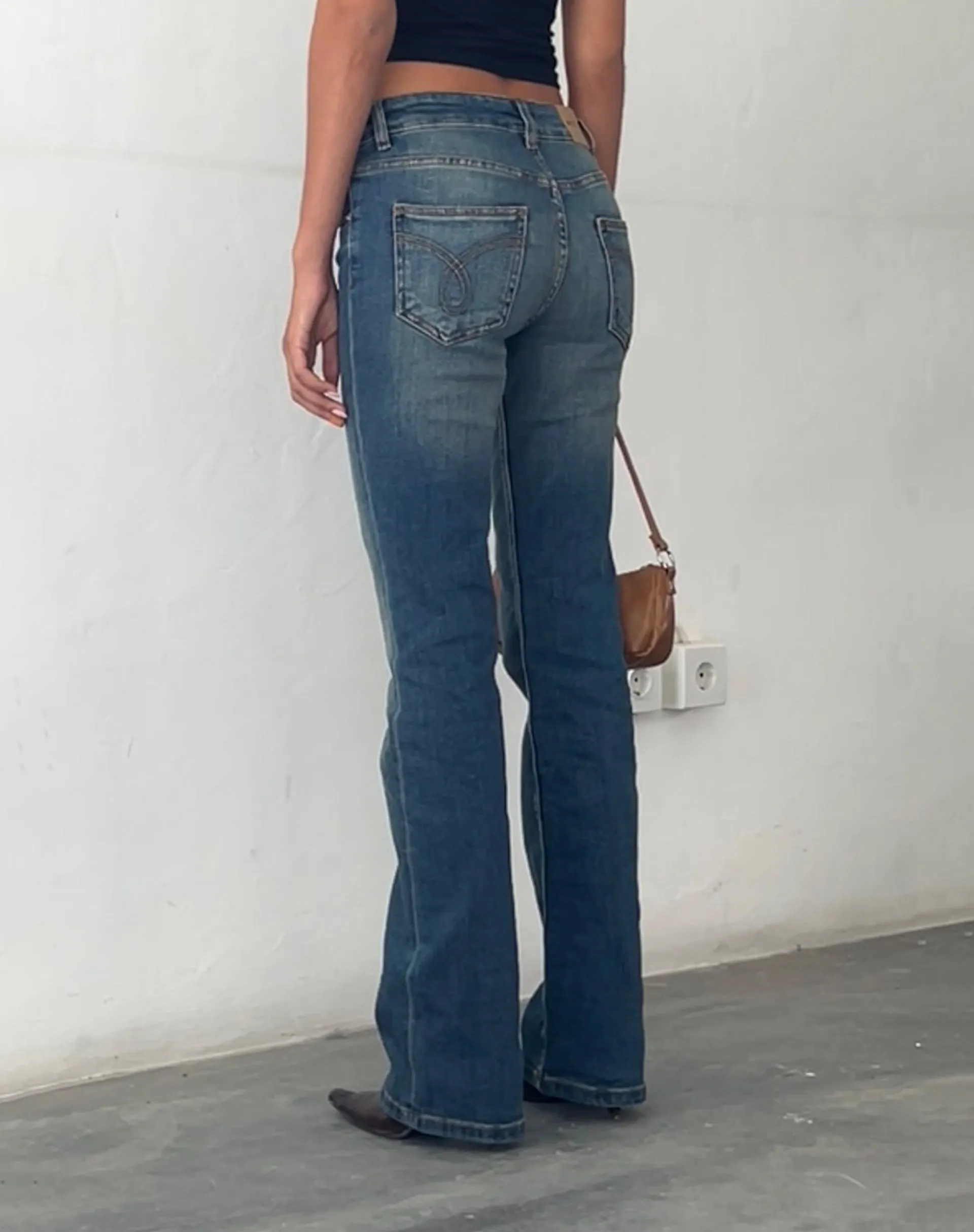 Low Rise Bootleg Jeans in Mid Vintage Blue sold by Motel Rocks product image thumbnail 3