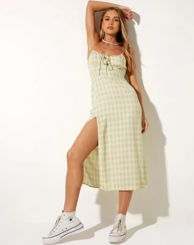 Cypress Midi Dress in Sage Check sold by Motel Rocks