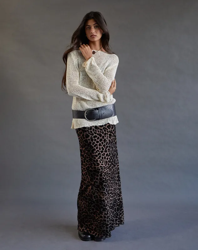Alfreda Maxi Skirt in Flock Mesh Rar Leopard sold by Motel Rocks