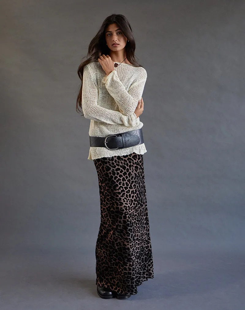 Alfreda Maxi Skirt in Flock Mesh Rar Leopard sold by Motel Rocks