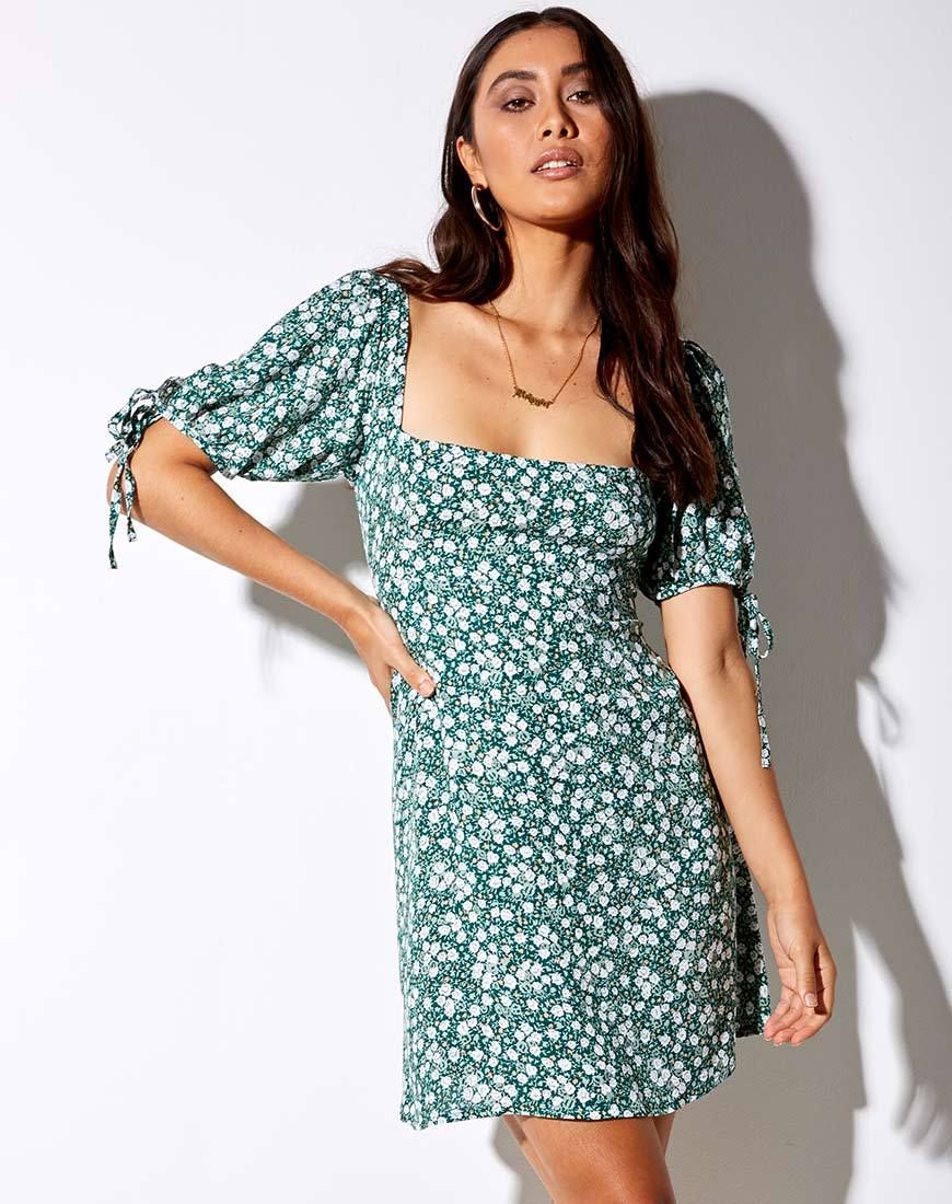 Calia Dress in Floral Field Green sold by Motel Rocks