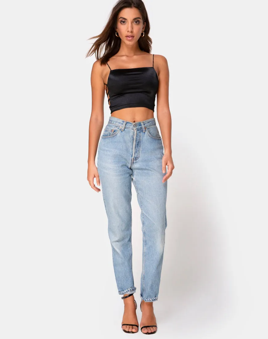 Ozka Crop Top in Satin Black sold by Motel Rocks product image thumbnail 5