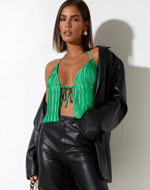 Dama Cami Top in Crinkle Green sold by Motel Rocks