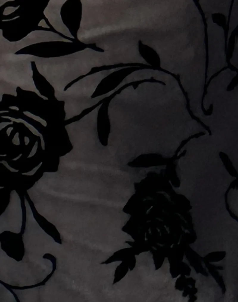 Sevila Long Sleeve Mini Dress in Black Rose Flock sold by Motel Rocks product image thumbnail 5