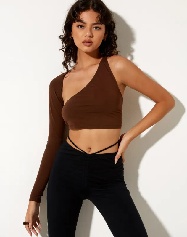 Grasel Crop Top in Lycra Cocoa sold by Motel Rocks