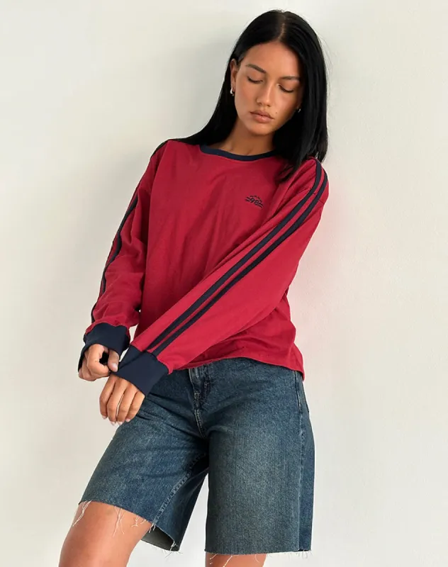 Prata Long Sleeve Top in Adrenaline Red with Navy Binding made by Motel Rocks