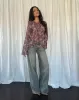 Arcelia Long Sleeve Mesh Top in Botanical Shadow Brown sold by Motel Rocks