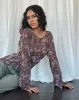 Arcelia Long Sleeve Mesh Top in Botanical Shadow Brown sold by Motel Rocks