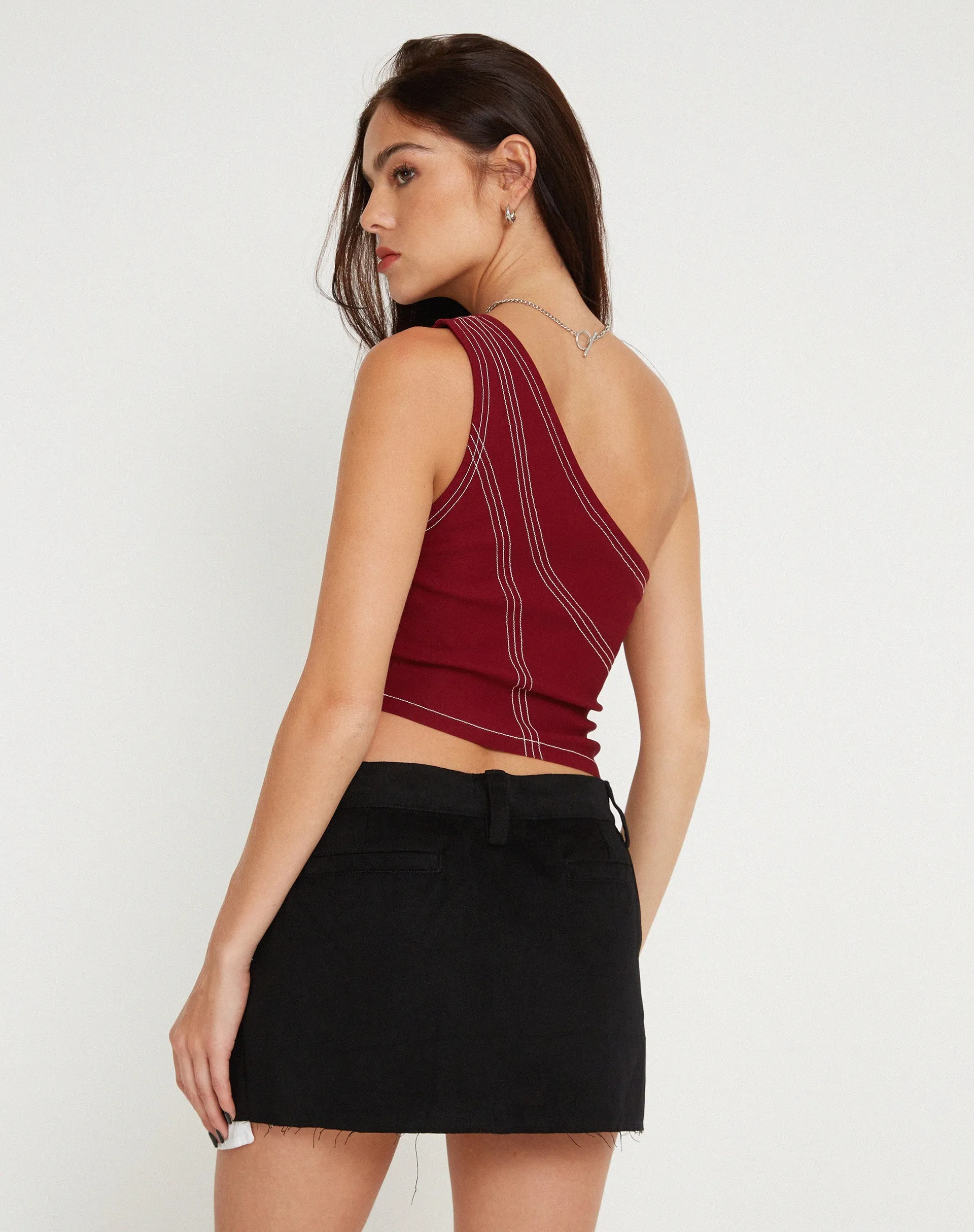 Kamaida Crop Top in Tailoring Redwood sold by Motel Rocks product image thumbnail 3