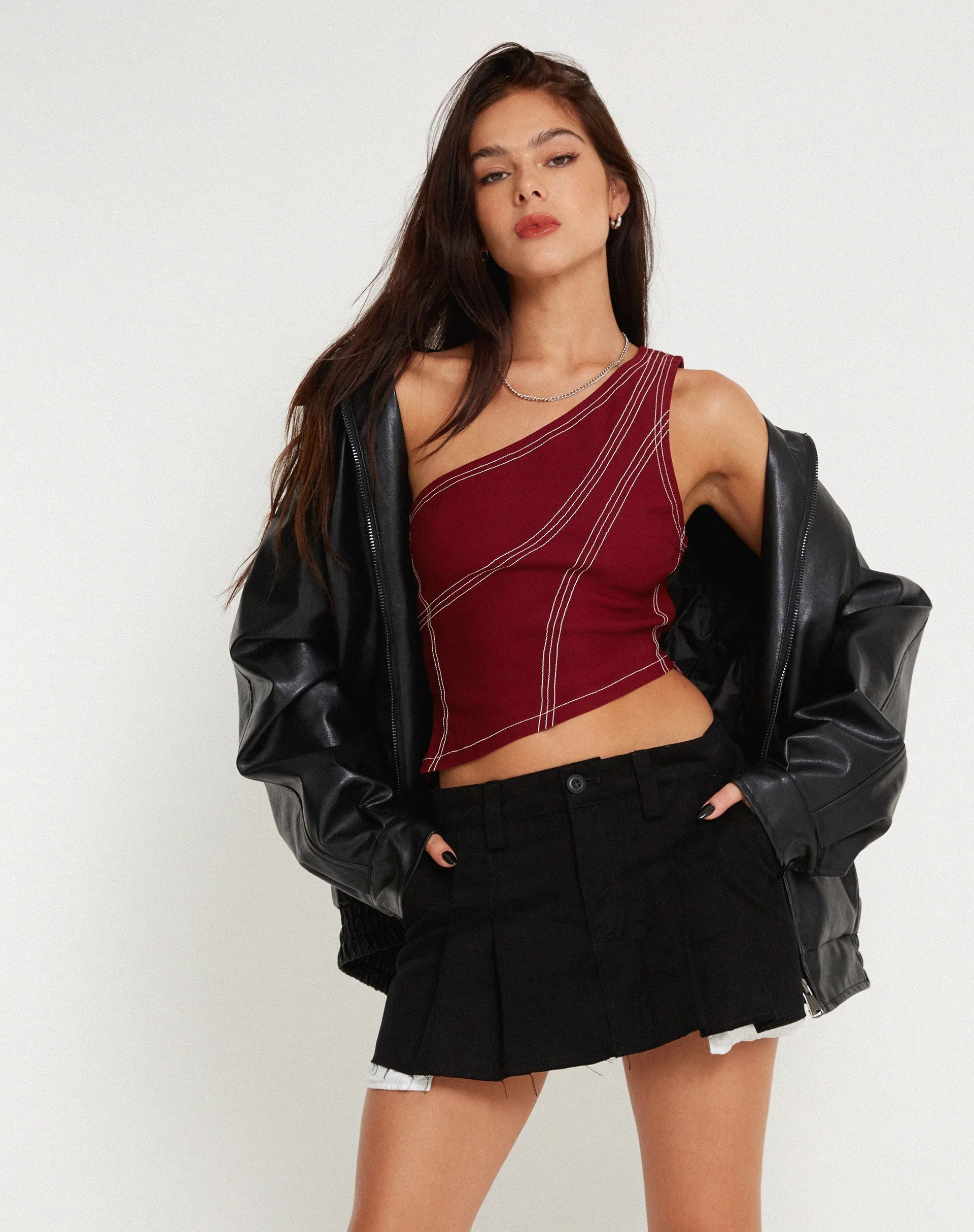 Kamaida Crop Top in Tailoring Redwood sold by Motel Rocks product image thumbnail 4